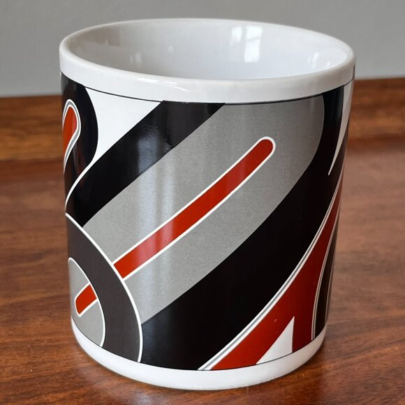 Vintage Alleniana Mug "Quimper" Port Townsend WA 70s Mod Coffee Cup Brown Black - Picture 4 of 11